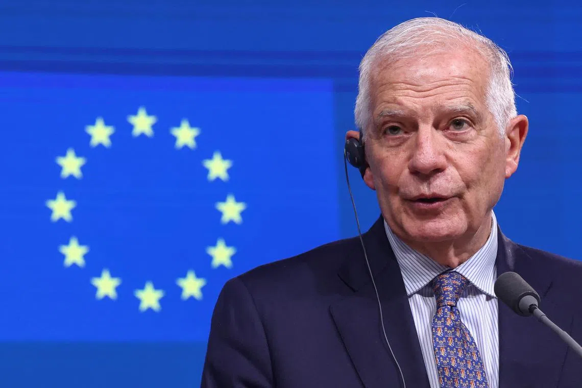 FILE PHOTO: European Union foreign policy chief Josep Borrell attends a press conference on the day of EU-Ukraine Association Council in Brussels, Belgium March 20, 2024. REUTERS/Yves Herman/File Photo