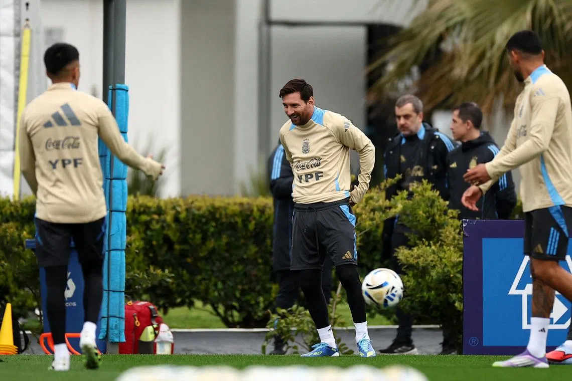 Soccer Football - World Cup - CONMEBOL Qualifiers - Argentina Training - Lionel Andres Messi Training Ground, Buenos Aires, Argentina - September 2, 2025 Argentina's Lionel Messi during training REUTERS/Agustin Marcarian