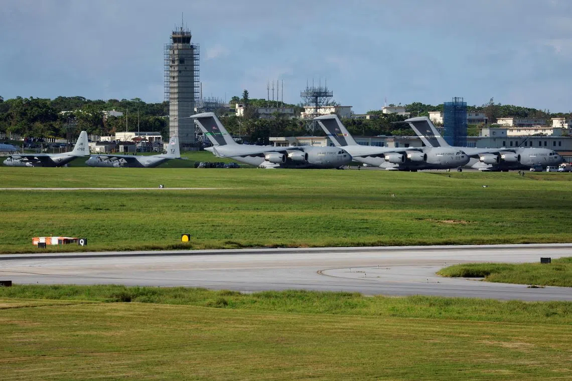 FILE PHOTO: General view shows the Kadena U.S. Air Force Base in Kadena Town on the southern island of Okinawa, Japan August 24, 2023. REUTERS/Issei Kato/File Photo