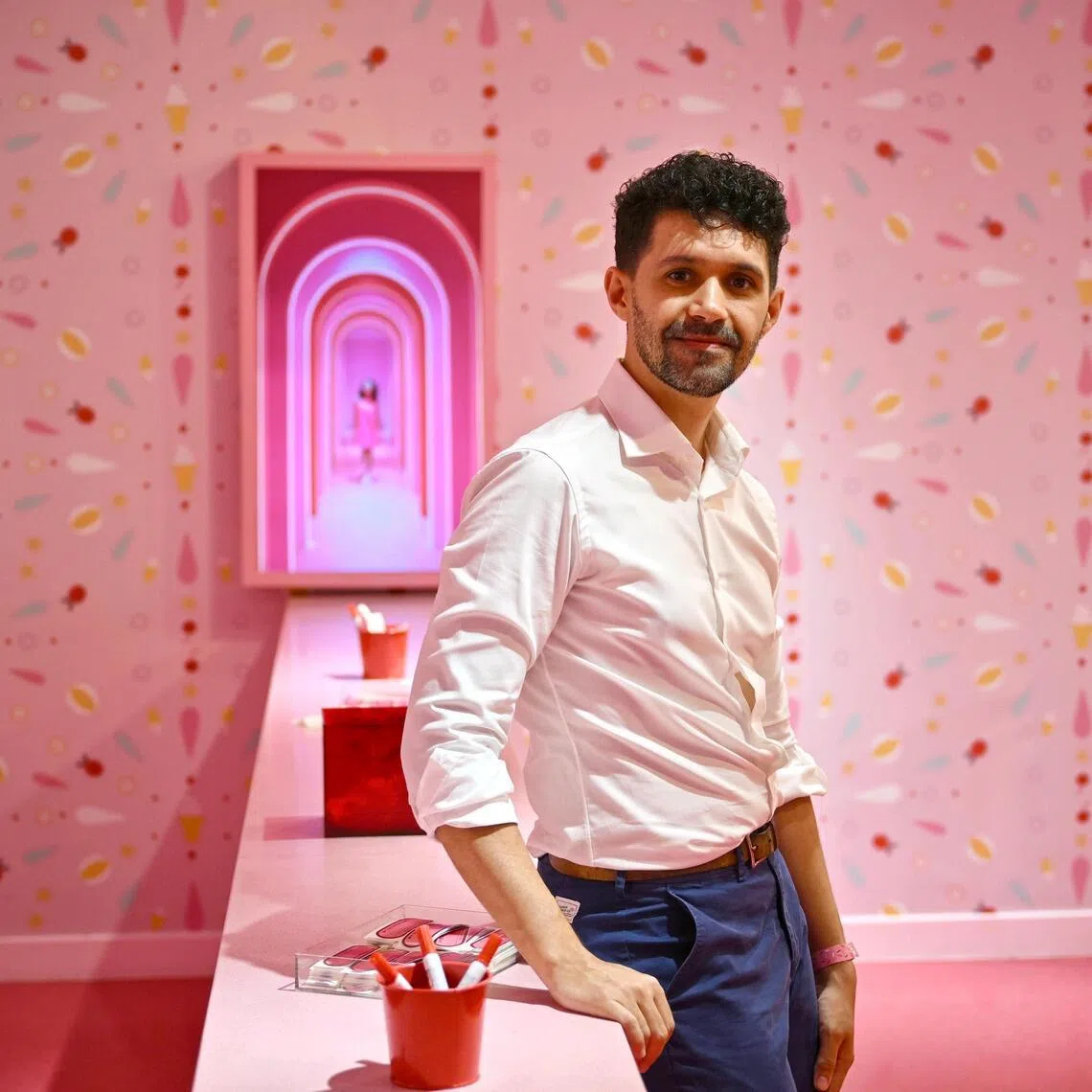 Tarek Amara, 35, English teacher at British Council, at Museum of Ice Cream Singapore.