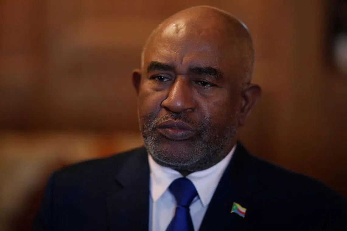 Comoros' President Azali Assoumani looks on during an interview with Reuters in Paris, France, December 1, 2019. REUTERS/Gonzalo Fuentes/File Photo