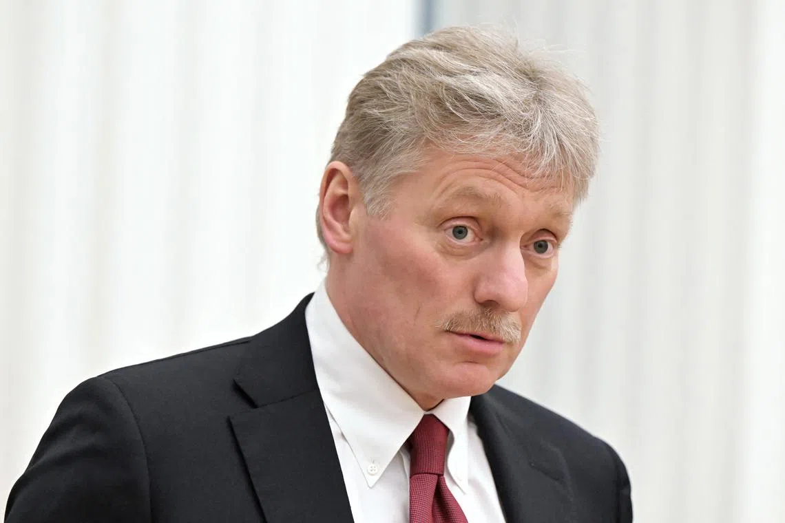 FILE PHOTO: Kremlin spokesman Dmitry Peskov attends a joint news conference of Russian President Vladimir Putin and Belarusian President Alexander Lukashenko in Moscow, Russia February 18, 2022. Sputnik/Sergey Guneev/Kremlin via REUTERS/File Photo