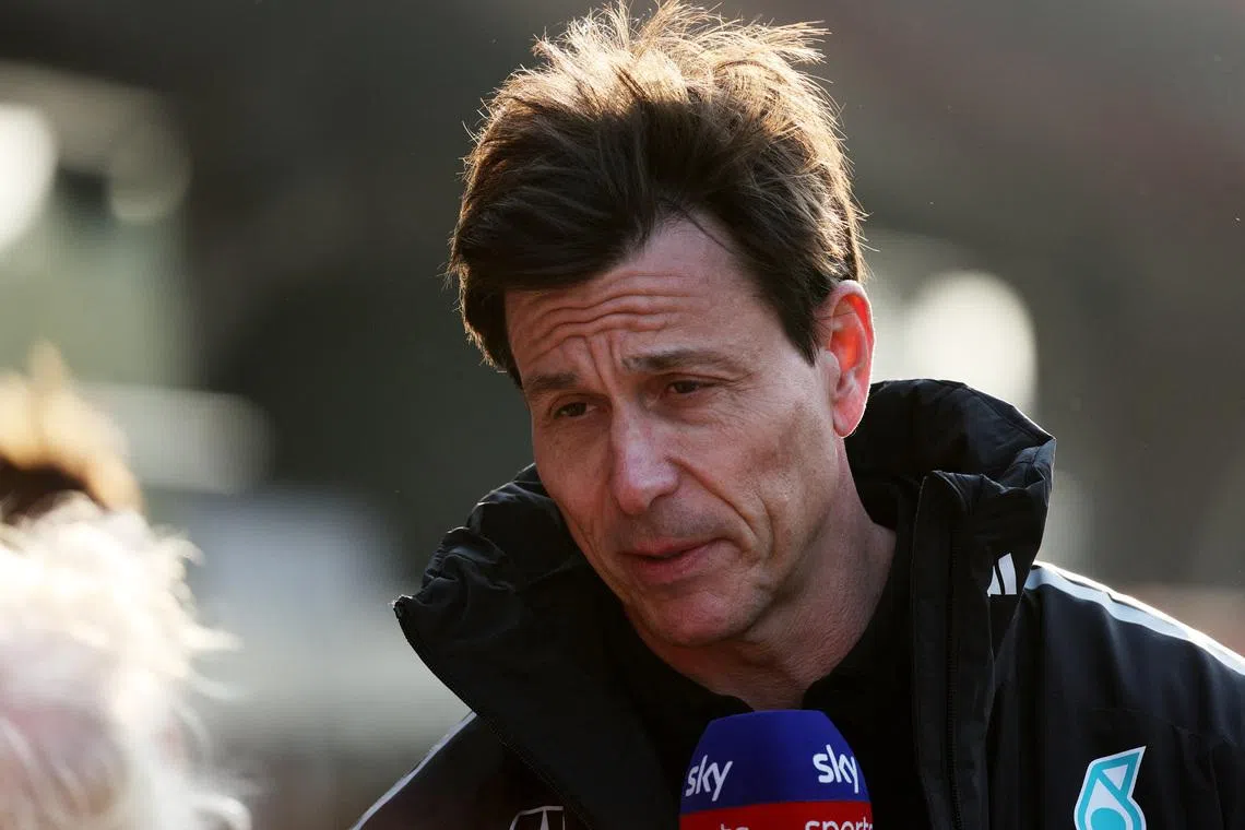 Formula One F1 - Chinese Grand Prix - Shanghai International Circuit, Shanghai, China - March 13, 2026 Mercedes team principal Toto Wolff speaks to the media after sprint qualifying. REUTERS/Go Nakamura