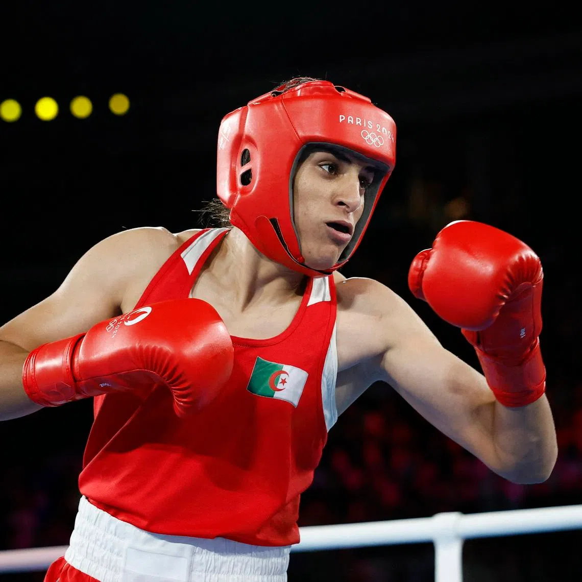 FILE PHOTO: Paris 2024 Olympics - Boxing - Women's 66kg - Final - Roland-Garros Stadium, Paris, France - August 09, 2024. Imane Khelif of Algeria in action against Liu Yang of China. REUTERS/Peter Cziborra/ File Photo