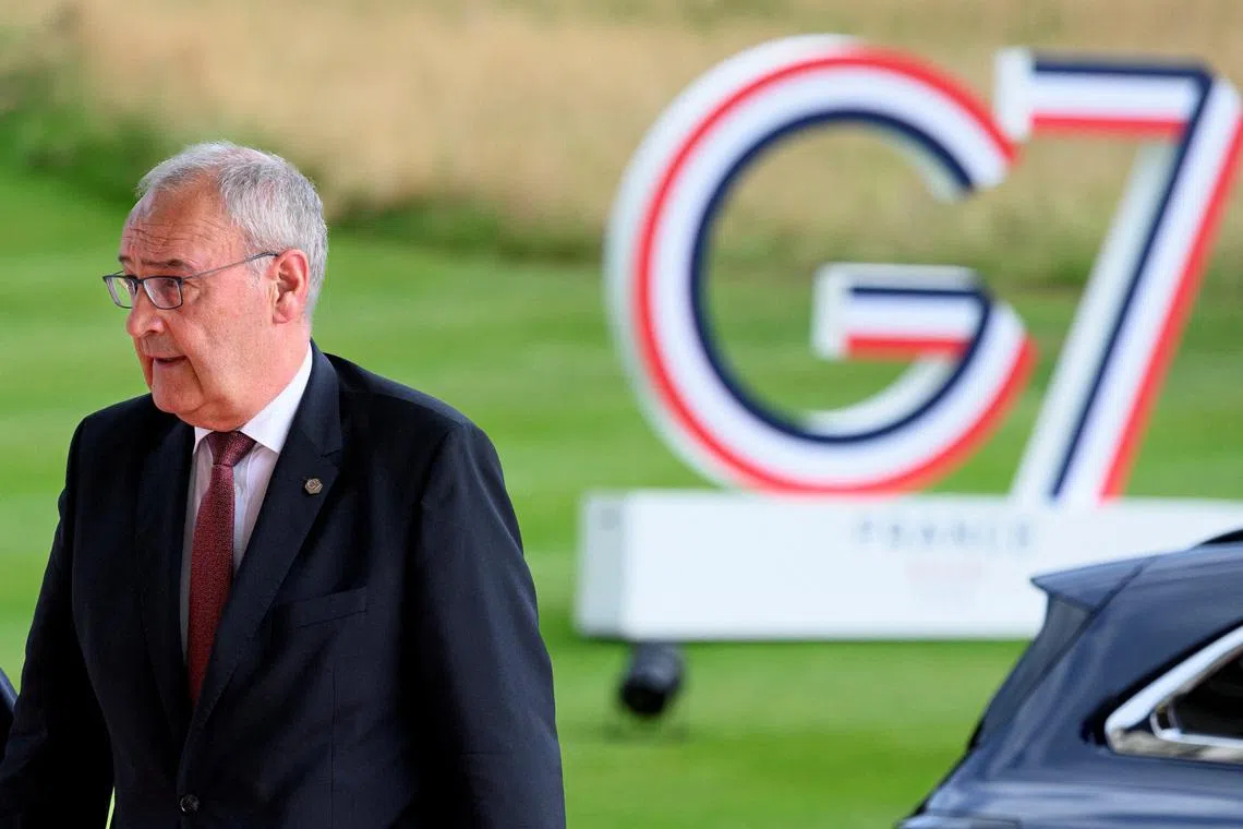 Switzerland's Federal President Guy Parmelin arrives at the Hotel Royal for the G7 summit in Evian, France, Tuesday, June 16, 2026. LAURENT GILLIERON/Pool via REUTERS