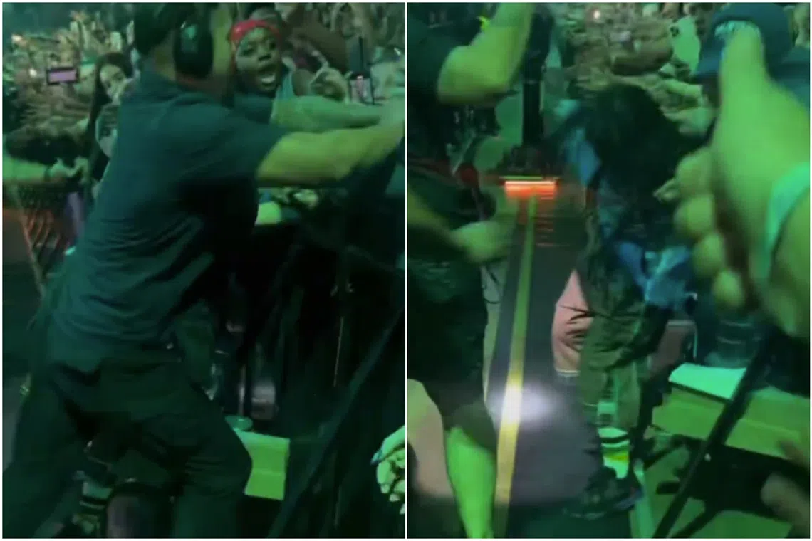 Videos of the moment show Billie Eilish staggering back, visibly shaken and upset.