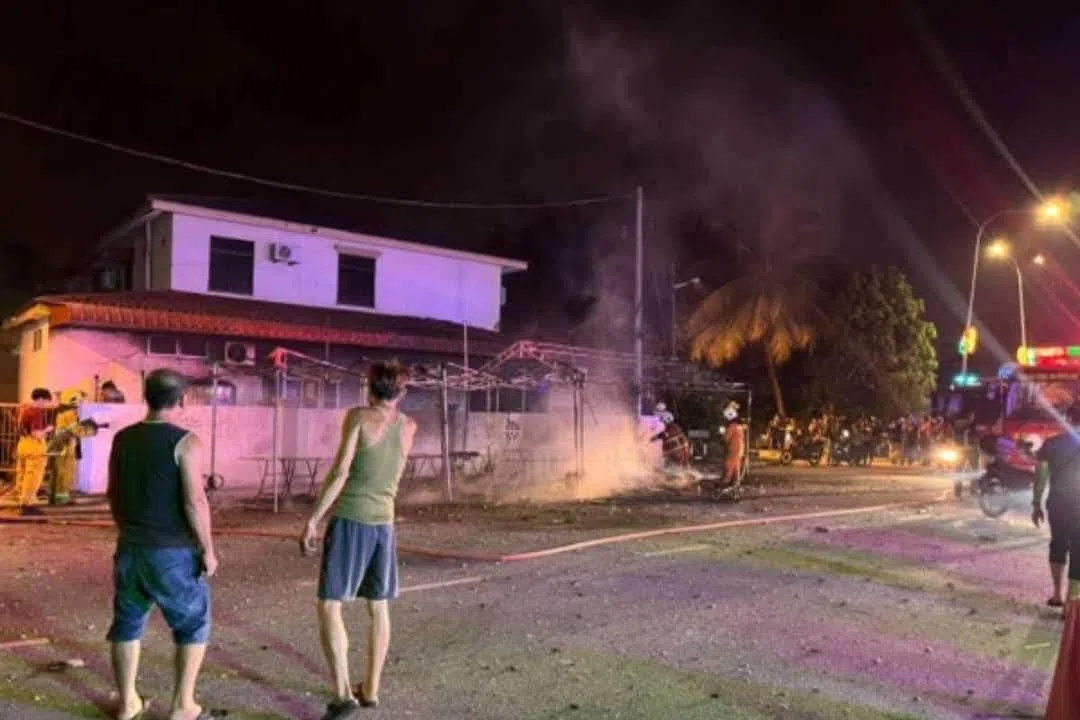 The fire from the fireworks stall also spread to three external air-conditioning units of a nearby house.