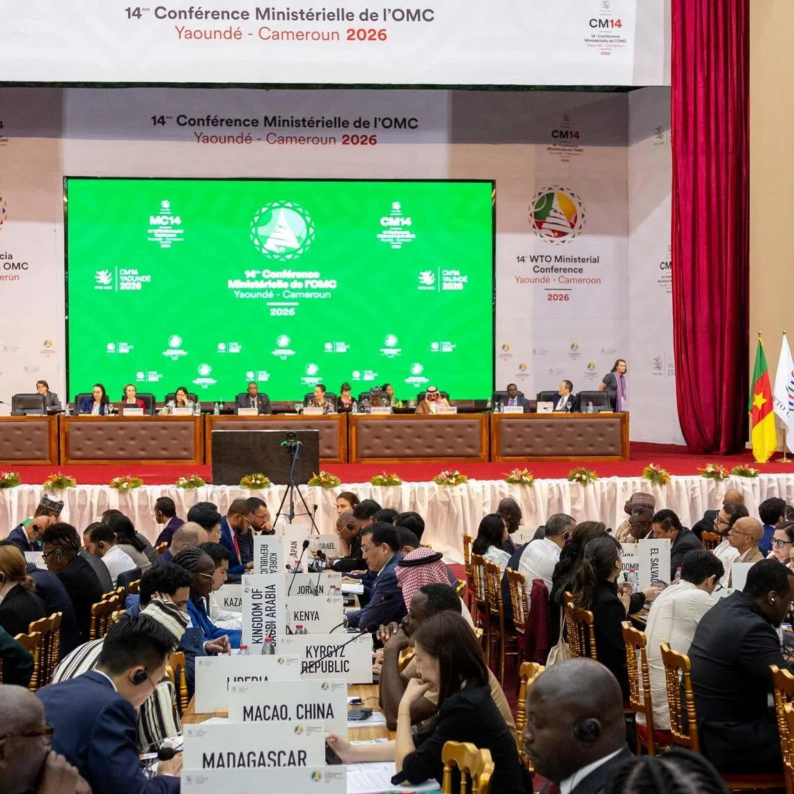 Delegates attend the World Trade Organisation 14th ministerial meeting in Yaounde, Cameroon, on March 28.