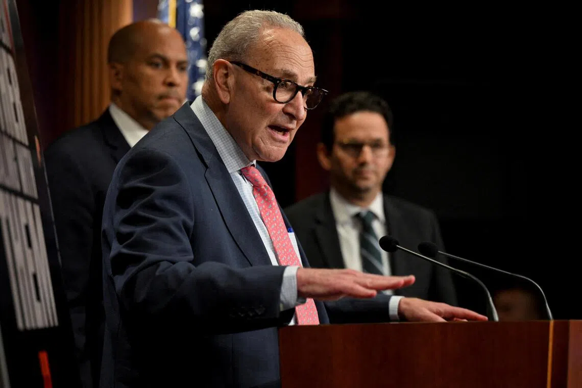 US Senate Minority Leader Chuck Schumer said President Donald Trump's call for the Justice Department to take action against his enemies puts the country on a path to dictatorship.