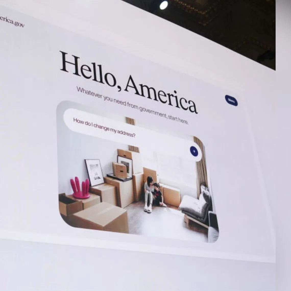A screen displaying the America.gov website during an event in the White House on Sept 29.