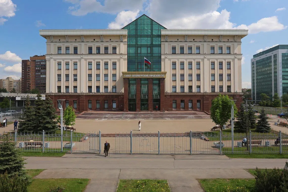 The Saint Petersburg City Court, where Russian physicist Anatoly Maslov, 76, is one of three hypersonic missile scientists facing what the Kremlin says are “very serious accusations”.
