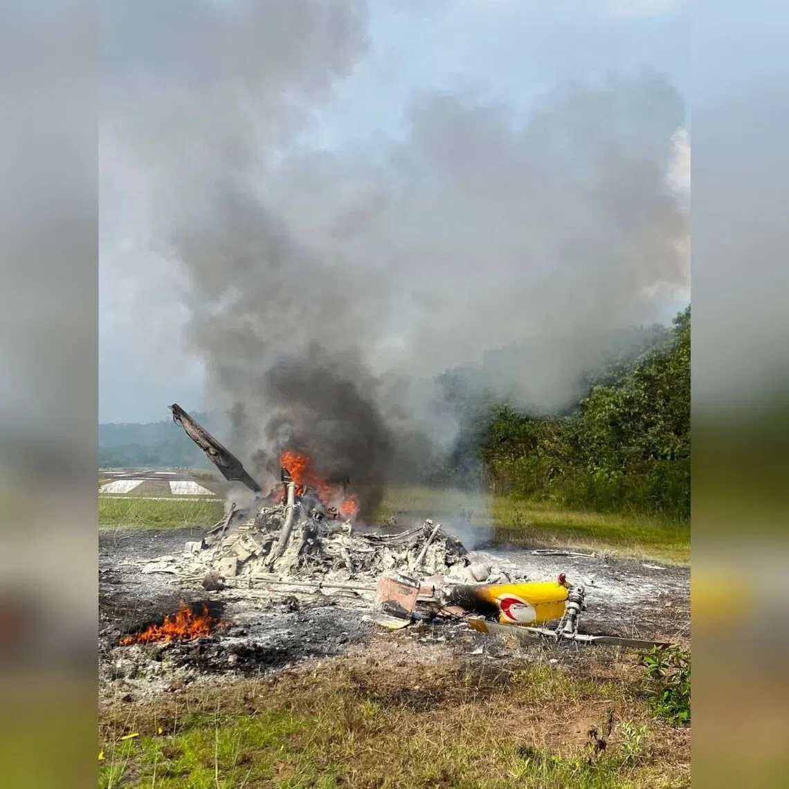 Four Malaysian health ministry personnel and one pilot were on board the BO-105 helicopter.