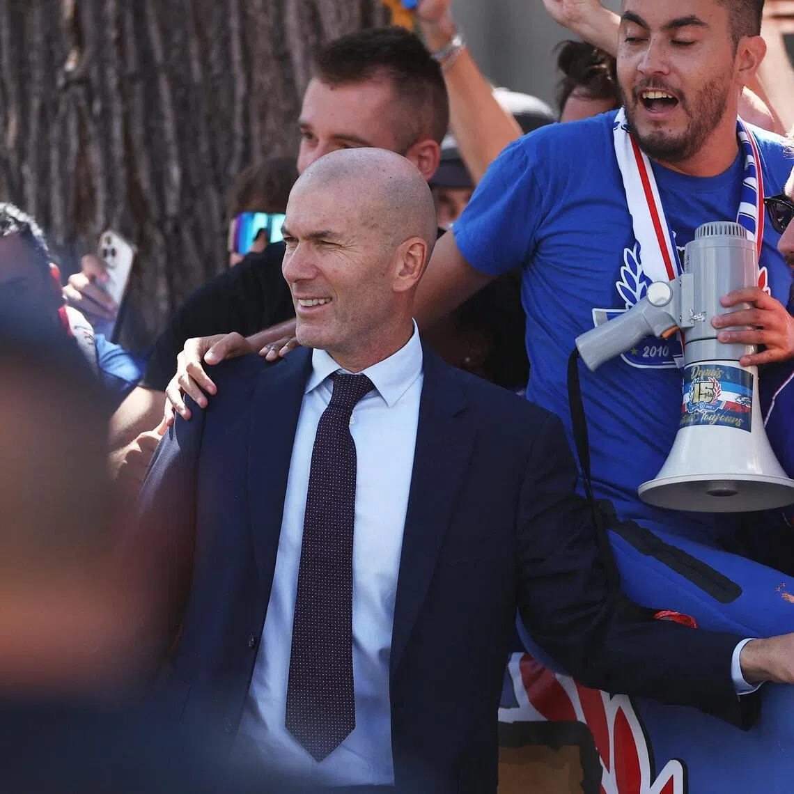 Zinedine Zidane with fans after he was unveiled as France’s new head coach at the federation’s headquarters in Paris on July 28, 2026.