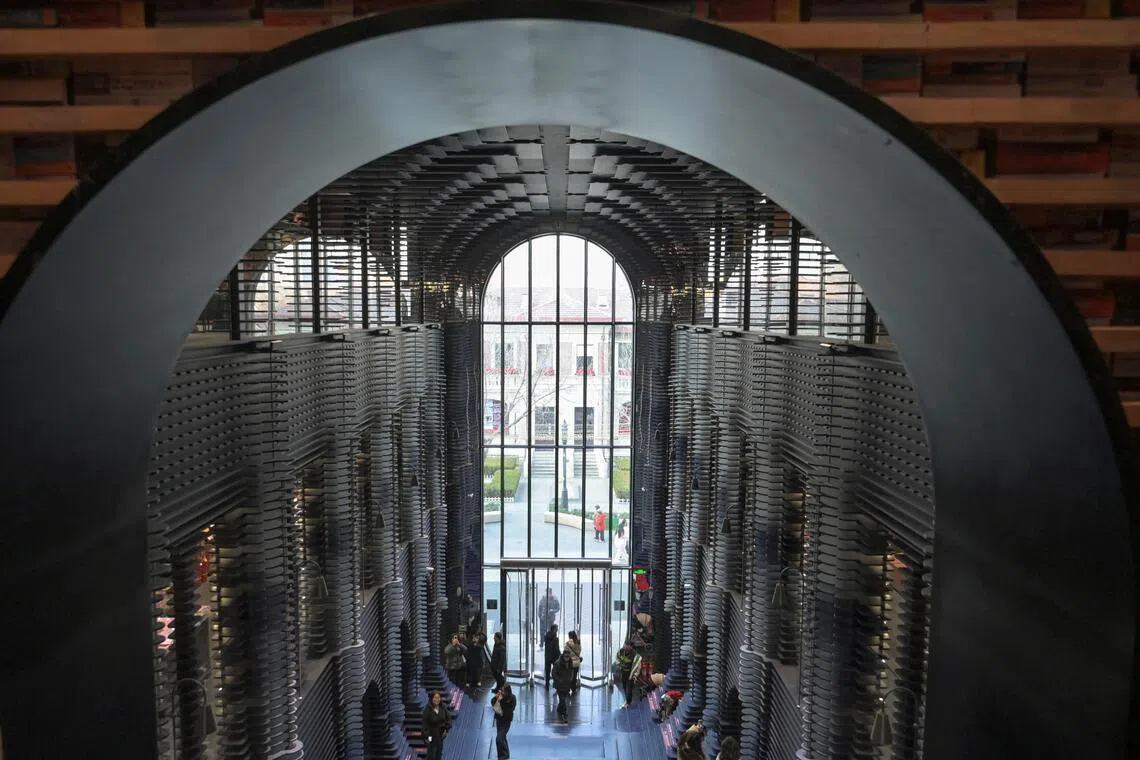 Opened in September 2024, the Zhongshuge bookstore in Tianjin, China, on social media draws comparisons to boy wizard Harry Potter’s Gothic Hogwarts school in the film series. 