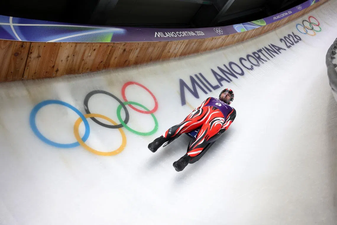 Milano Cortina 2026 Olympics - Luge - Men's Singles Training - Cortina Sliding Centre, Cortina d'Ampezzo, Italy - February 04, 2026. Nico Gleirscher of Austria in action during training REUTERS/Athit Perawongmetha