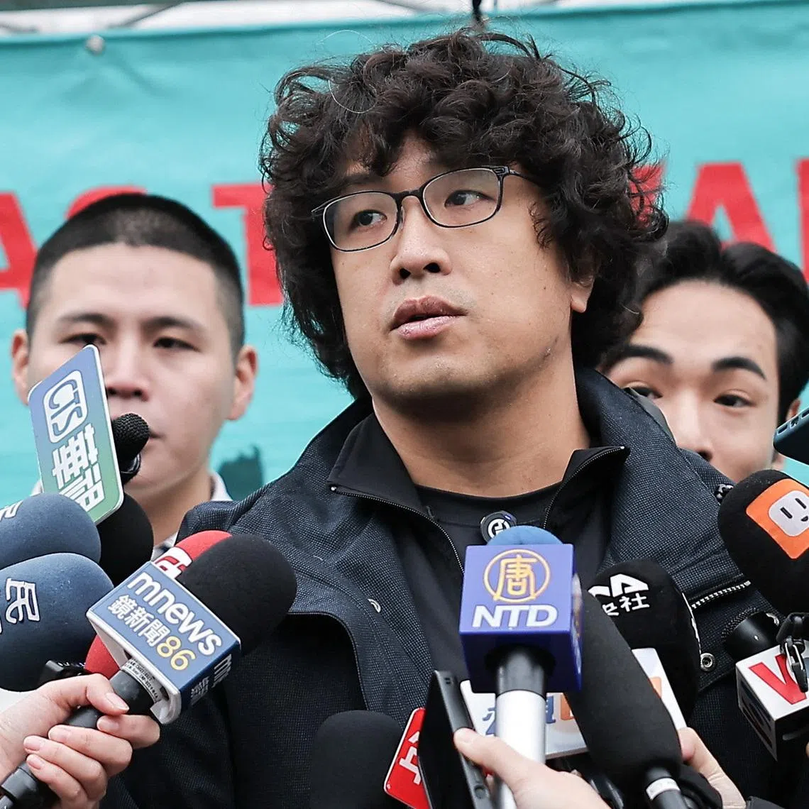 Taiwanese lawmaker Puma Shen speaks at an event in Taipei, Taiwan, December 8, 2024. REUTERS/Ann Wang