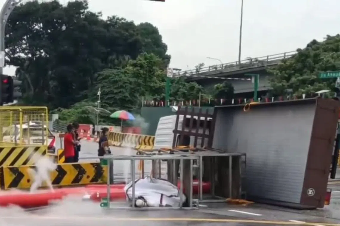 As a precaution, SCDF officers dispersed the gas with a water jet.