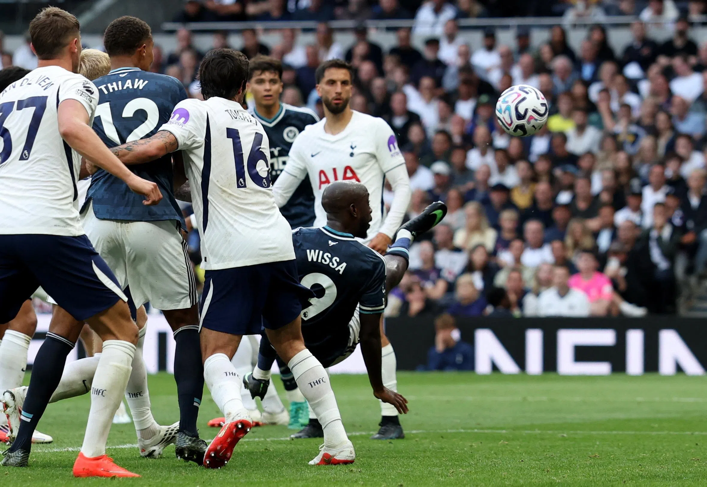 Newcastle United’s Yoane Wissa scores their second goal.