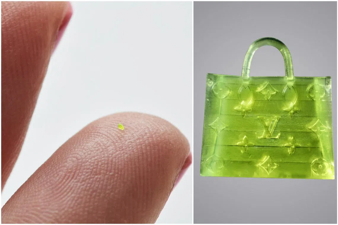 The bag measures 657 by 222 by 700 micrometers, making it smaller than a grain of sea salt.