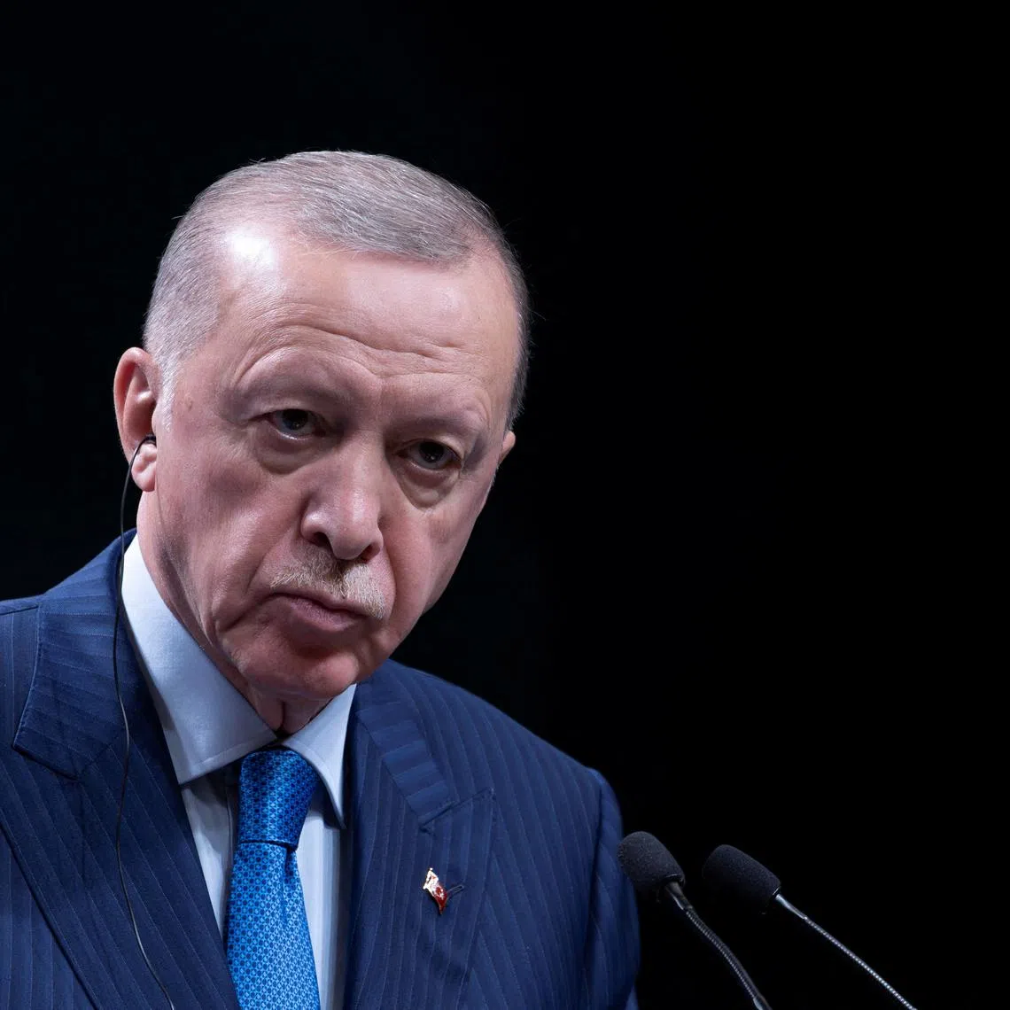 FILE PHOTO: Turkey's President Tayyip Erdogan speaks during a press conference at the Presidential Palace in Ankara, Turkey, May 13, 2024. REUTERS/Umit Bektas/File Photo