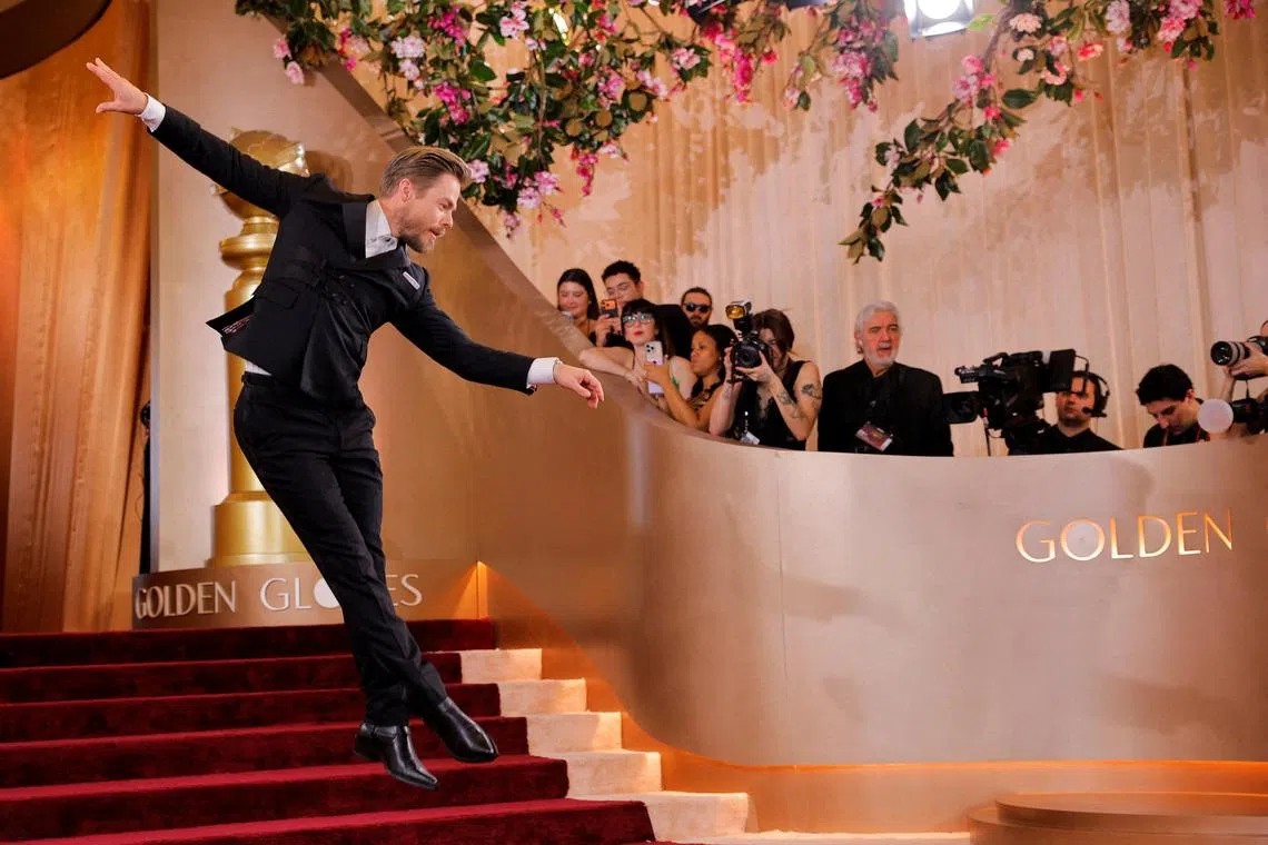 American dancer and choreographer
, Derek Hough posing on the red carpet at the 83rd Annual Golden Globes in Beverly Hills, California, US, on Jan 11, 2026. 