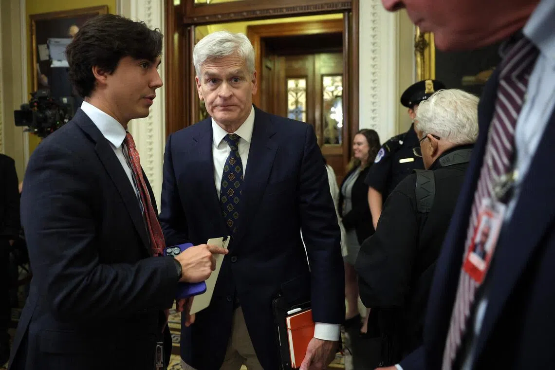 US Senator Bill Cassidy leaving the Senate Chamber for a meeting with President Donald Trump on Capitol Hill on June 24.