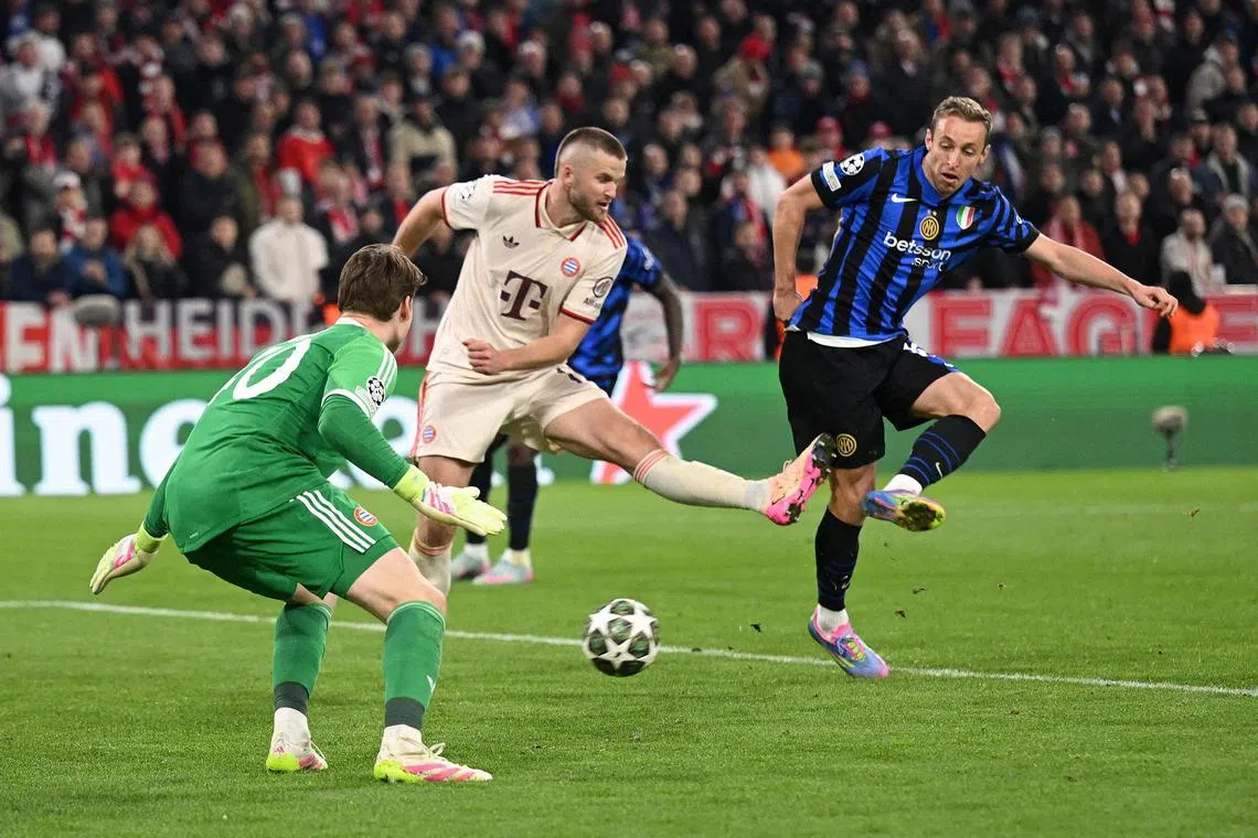 Inter Milan's Davide Frattesi scores their second goal in the 88th minute.