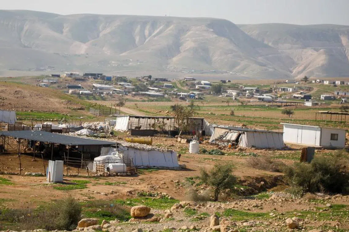 FILE PHOTO: A view shows a Palestinian Bedouin encampment in Jordan Valley in the Israeli-occupied West Bank February 16, 2021. Picture taken February 16, 2021. REUTERS/Raneen Sawafta/File Photo