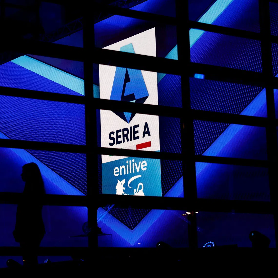 FILE PHOTO: The new logo of Serie A football league is displayed in Rome, Italy July 3, 2024. REUTERS/Guglielmo Mangiapane/File Photo