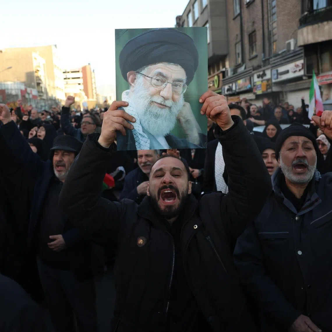epa12786189 Mourners react following the death of Iranian Supreme Leader Ayatollah Ali Khamenei; at Enqelab Square in Tehran, Iran, 01 March 2026. According to a statement from Iranian state media issued on 01 March 2026, Khamenei was killed in an airstrike during a joint United States (US) and Israeli military campaign that began on 28 February 2026.  EPA/ABEDIN TAHERKENAREH