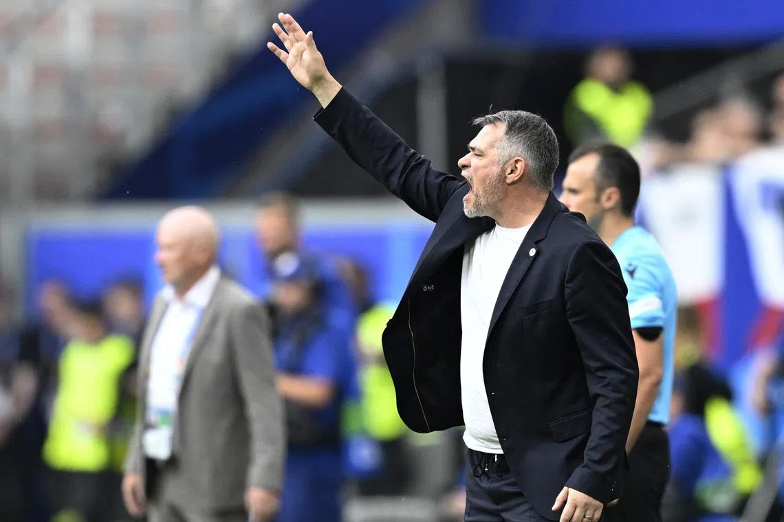 FILE PHOTO: Soccer Football - Euro 2024 - Group F - Georgia v Czech Republic - Hamburg Volksparkstadion, Hamburg, Germany - June 22, 2024 Georgia coach Willy Sagnol reacts REUTERS/Fabian Bimmer/File Photo
