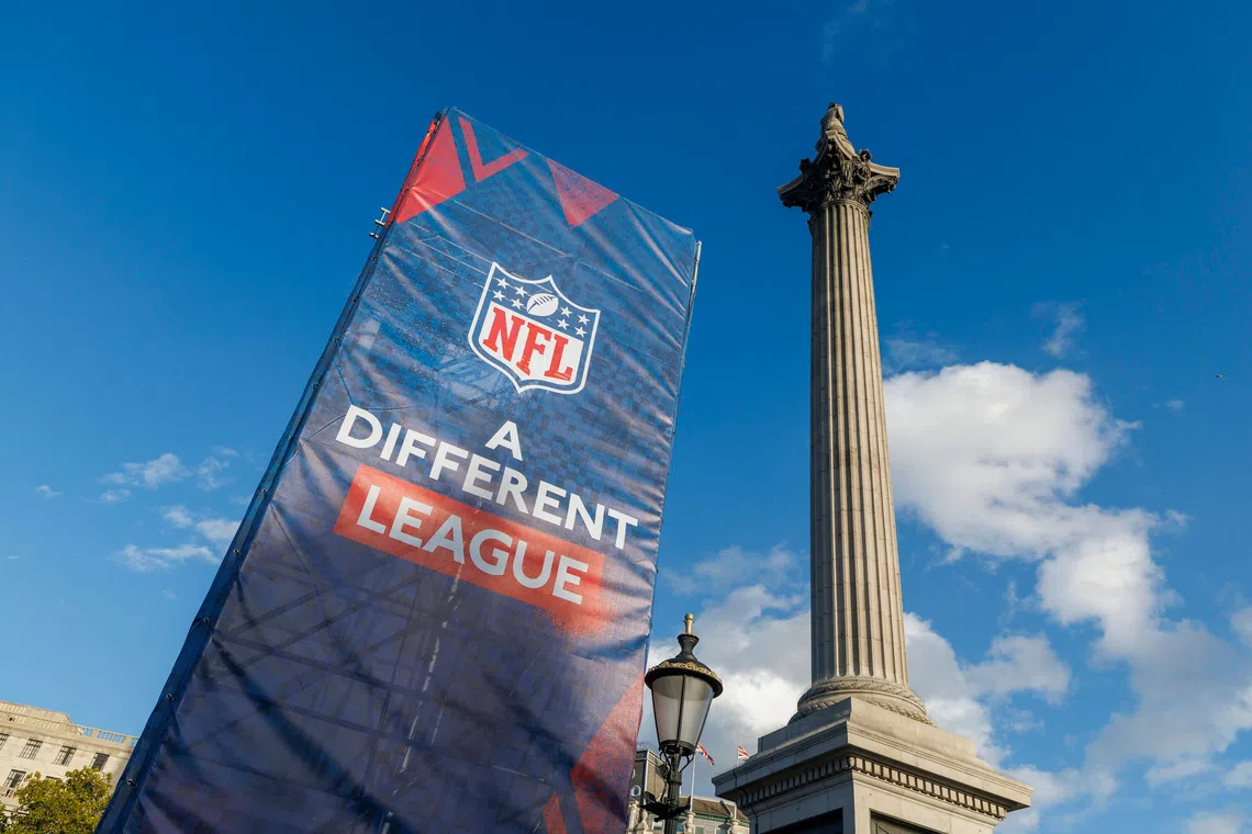 FILE PHOTO: Oct 8, 2026; London, United Kingdom; a general view of the the NFL Experience in Trafalgar Square ahead of a game between the Philadelphia Eagles and Jacksonville Jaguars at Tottenham Hotspur Stadium. Mandatory Credit: Nathan Ray Seebeck-Imagn Images/File Photo
