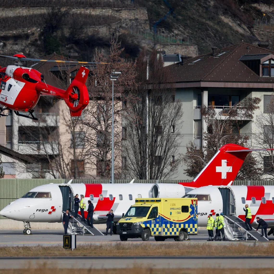 Patients were transferred from Switzerland to hospitals in Germany, Italy and France.