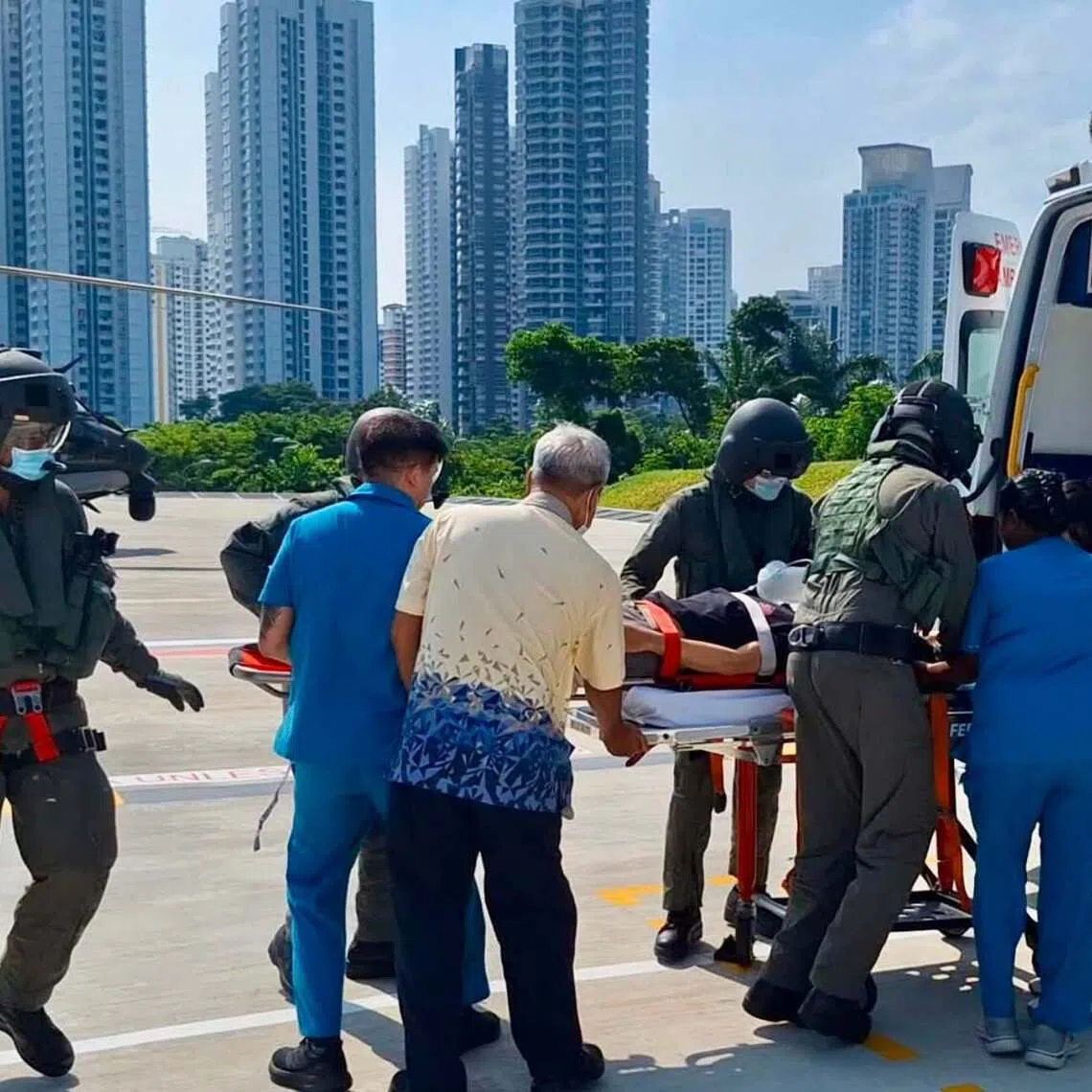 The patient was successfully evacuated and taken to Singapore General Hospital, where he was reported to be in stable condition.