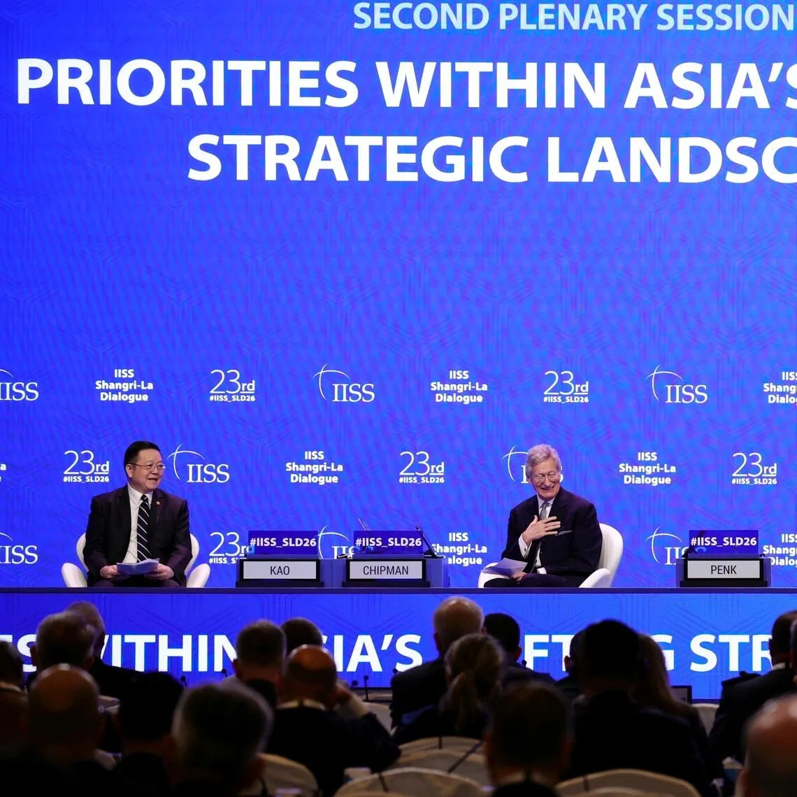 (From left) ASEAN Secretary-General Kao Kim Hourn, International Institute for Strategic Studies executive chairman John Chipman, New Zealand Defence Minister Chris Penk and Lithuania's Minister of National Defence Robertas Kaunas.