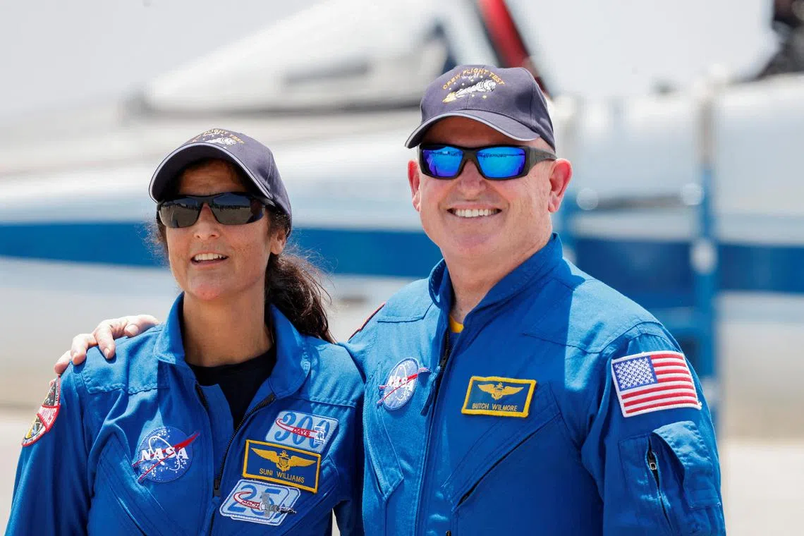 Nasa astronauts Butch Wilmore (right) and Suni Williams (left) will remain at the ISS at least until late March.