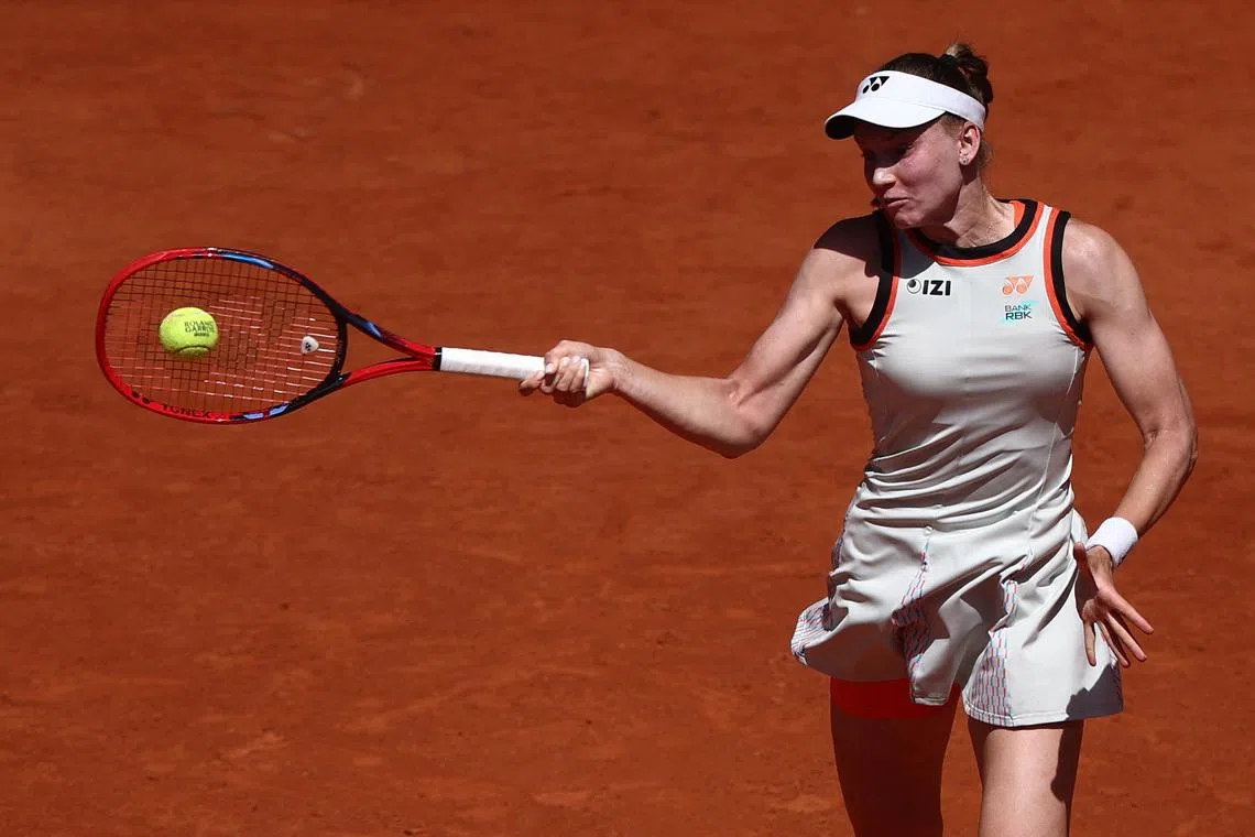 Tennis - French Open - Roland Garros, Paris, France - May 25, 2026 Kazakhstan's Elena Rybakina in action during her first round match against Slovenia's Veronika Erjavec REUTERS/Guglielmo Mangiapane