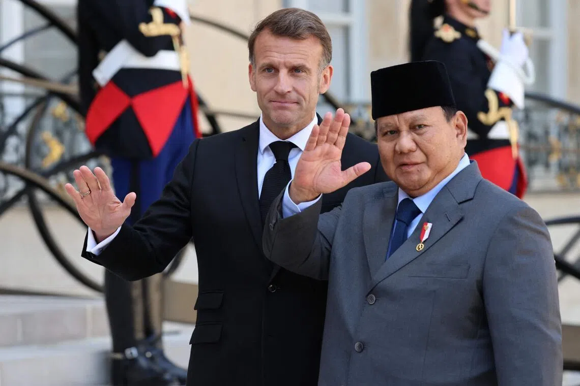 Indonesian President Prabowo Subianto met with French counterpart Emmanuel Macron at the Elysee Presidential Palace in Paris on April 14, 2026.
