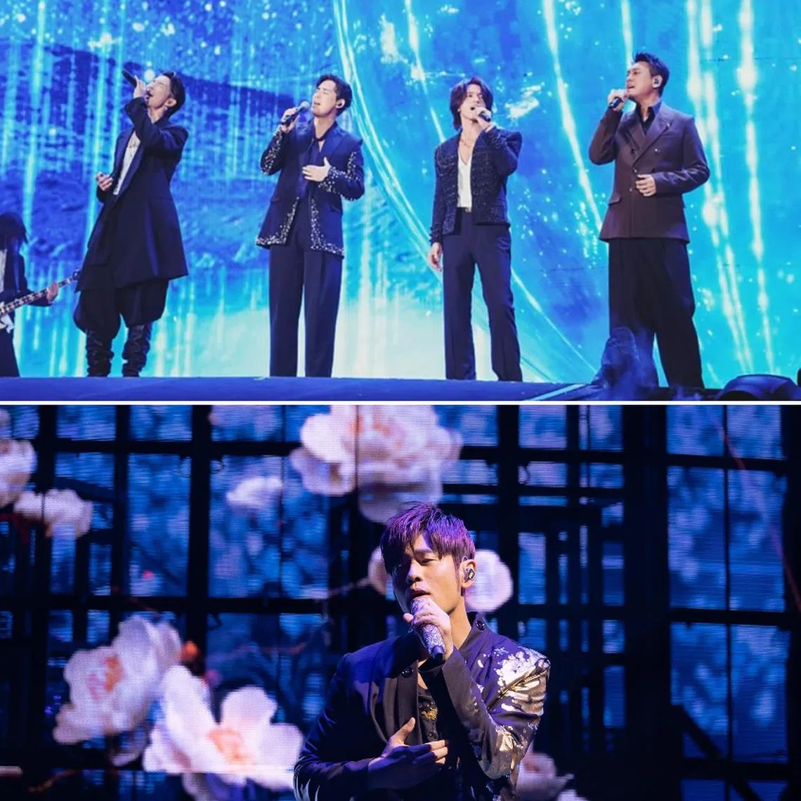 (Clockwise from top left) Former Taiwanese boy band F4, and Taiwanese pop stars Jolin Tsai and Jay Chou.