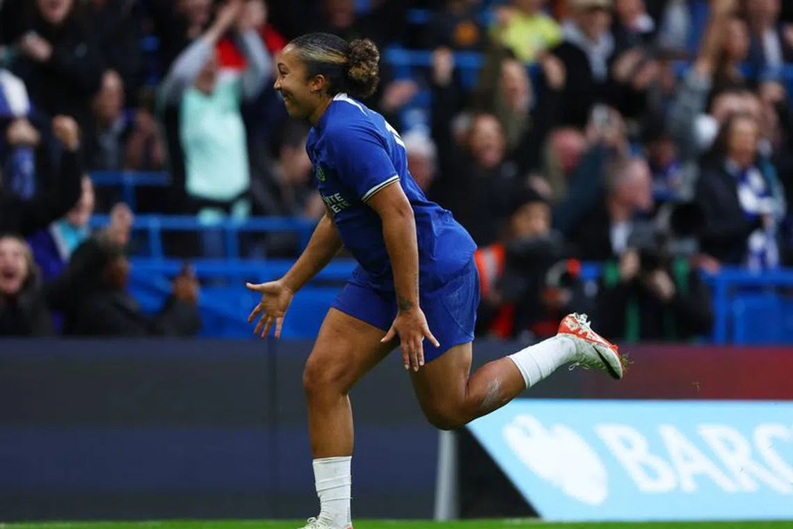 Soccer Football - Women's Super League - Chelsea v Liverpool - Stamford Bridge, London, Britain - November 18, 2023 Chelsea's Lauren James celebrates scoring their third goal Action Images via Reuters/Matthew Childs/ File Photo