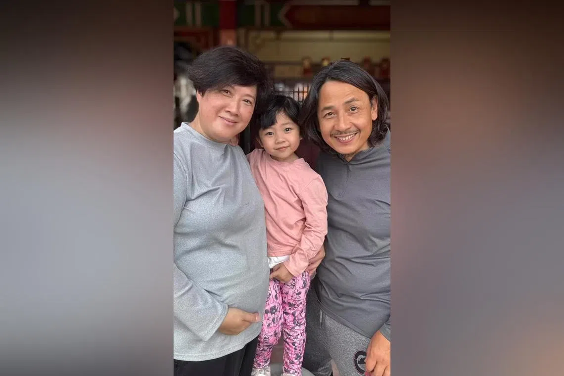 Hong Kong actor Brian Wong (right) with his wife Lilian Chan and their daughter Miracle in a video montage on social media on May 5.