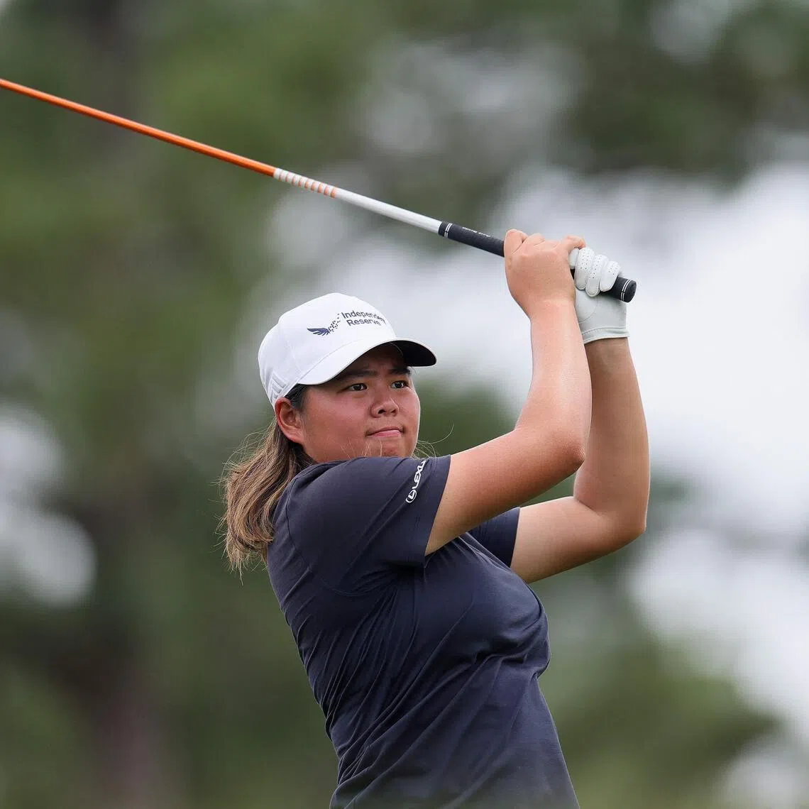 HOUSTON, TEXAS - APRIL 24: Shannon Tan of Singapore plays her shot from the 12th tee during the second round of The Chevron Championship 2026 at Memorial Park Golf Course on April 24, 2026 in Houston, Texas.   Alex Slitz/Getty Images/AFP (Photo by Alex Slitz / GETTY IMAGES NORTH AMERICA / Getty Images via AFP)