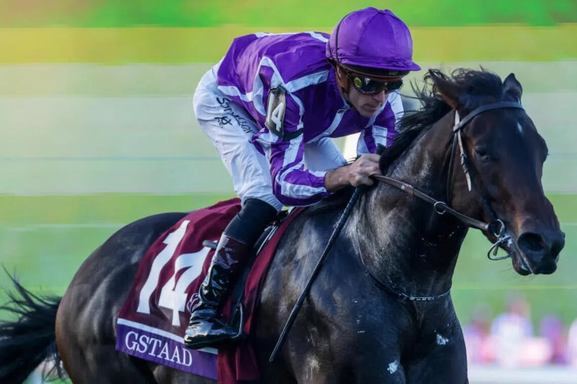 Irish contender Gstaad (Christophe Soumillon) scooping up a 21st Breeders' Cup gong for top trainer Aidan O'Brien by landing the Grade 1 Breeders' Cup Juvenile Turf (1,600m) at Del Mar on Oct 31.

