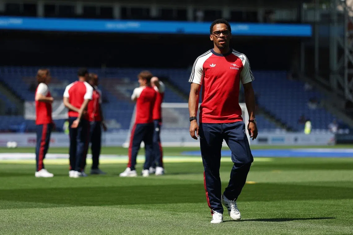 Soccer Football - Premier League - Crystal Palace v Arsenal - Selhurst Park, London, Britain - May 24, 2026 Arsenal's Jurrien Timber walks on the pitch before the match REUTERS/Hannah Mckay
