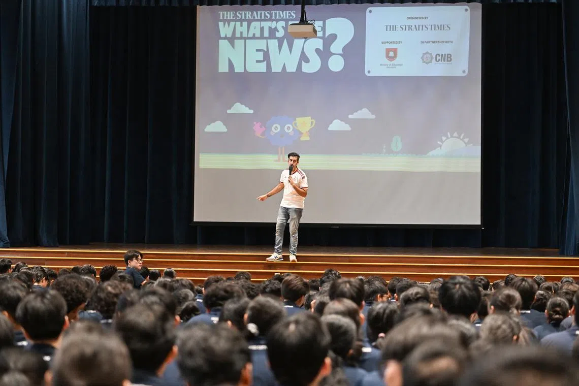 Approximately 1,000 Swiss Cottage students who attended the What’s The News? assembly programme at Swiss Cottage Secondary School on July 9.