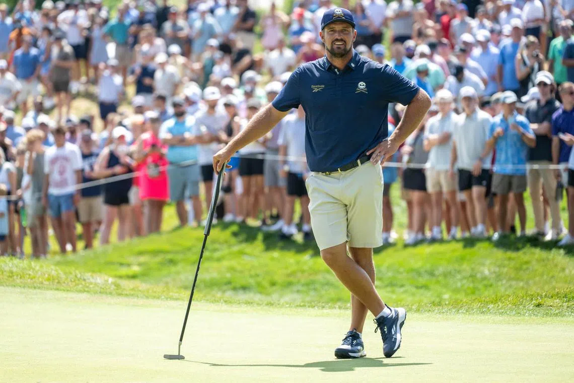 Bryson DeChambeau of Crushers GC standing on the 11th green during the final round of LIV Golf Indianapolis on Aug 17, 2025.