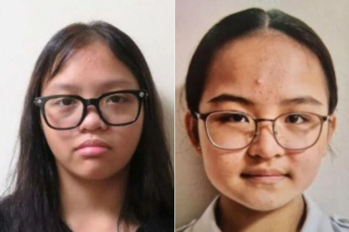 The police issued separate appeals for information on the whereabouts of Nur Qaseh Qalisha Fadhlee (left) and Jade Tan (13) on May 16.