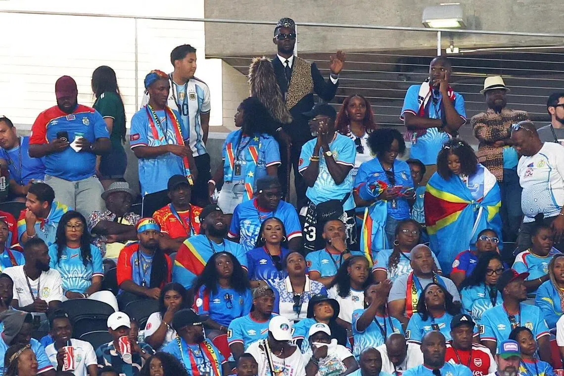 Soccer Football - FIFA World Cup 2026 - Group K - DR Congo v Uzbekistan - Atlanta Stadium, Atlanta, Georgia, U.S. - June 27, 2026
DR Congo fan Enock Kabwende, impersonating Congolese superfan Michel Nkuka Mboladinga, also known as