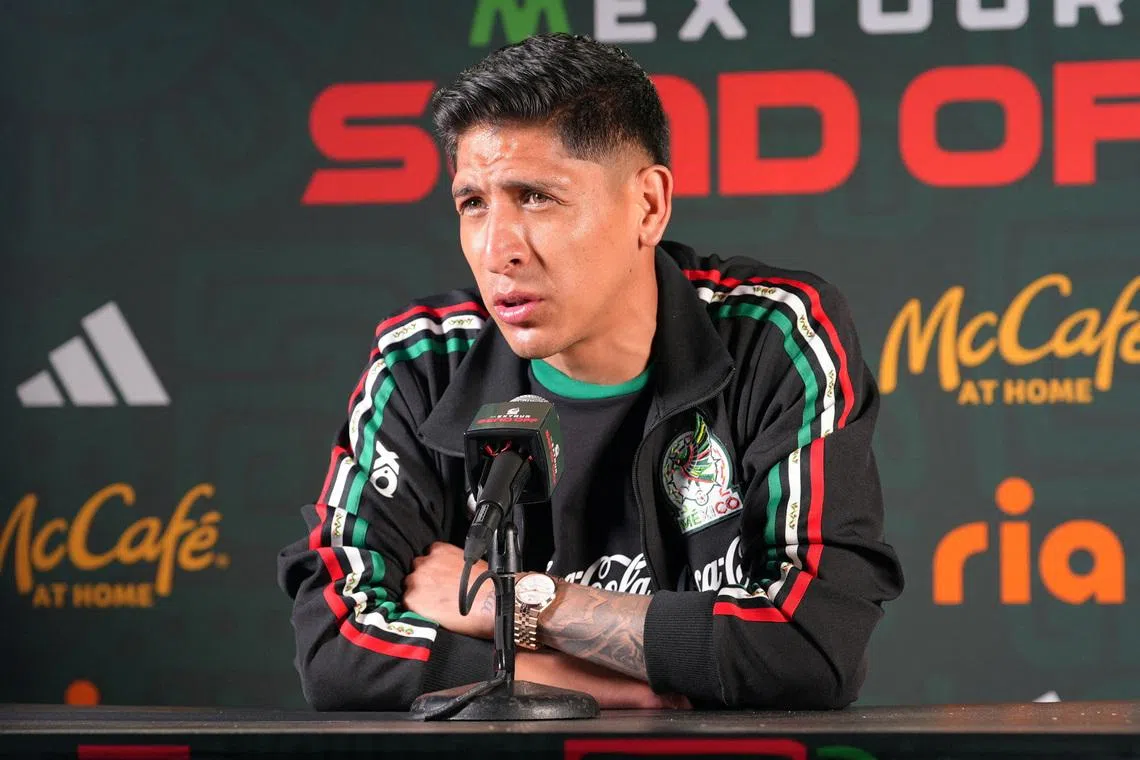 Soccer Football - International Friendly - Mexico press conference - Pasadena, California, U.S. - May 29, 2026 Mexico's Edson Alvarez during press conference. REUTERS/Arafat Barbakh