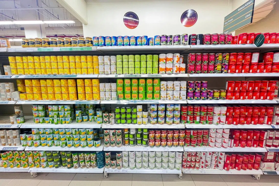 Supplies are displayed on shelves at a supermarket, amid the U.S.-Israel conflict with Iran, in Dubai, United Arab Emirates, March 3, 2026. Picture taken with a mobile phone. REUTERS/Rula Rouhana
